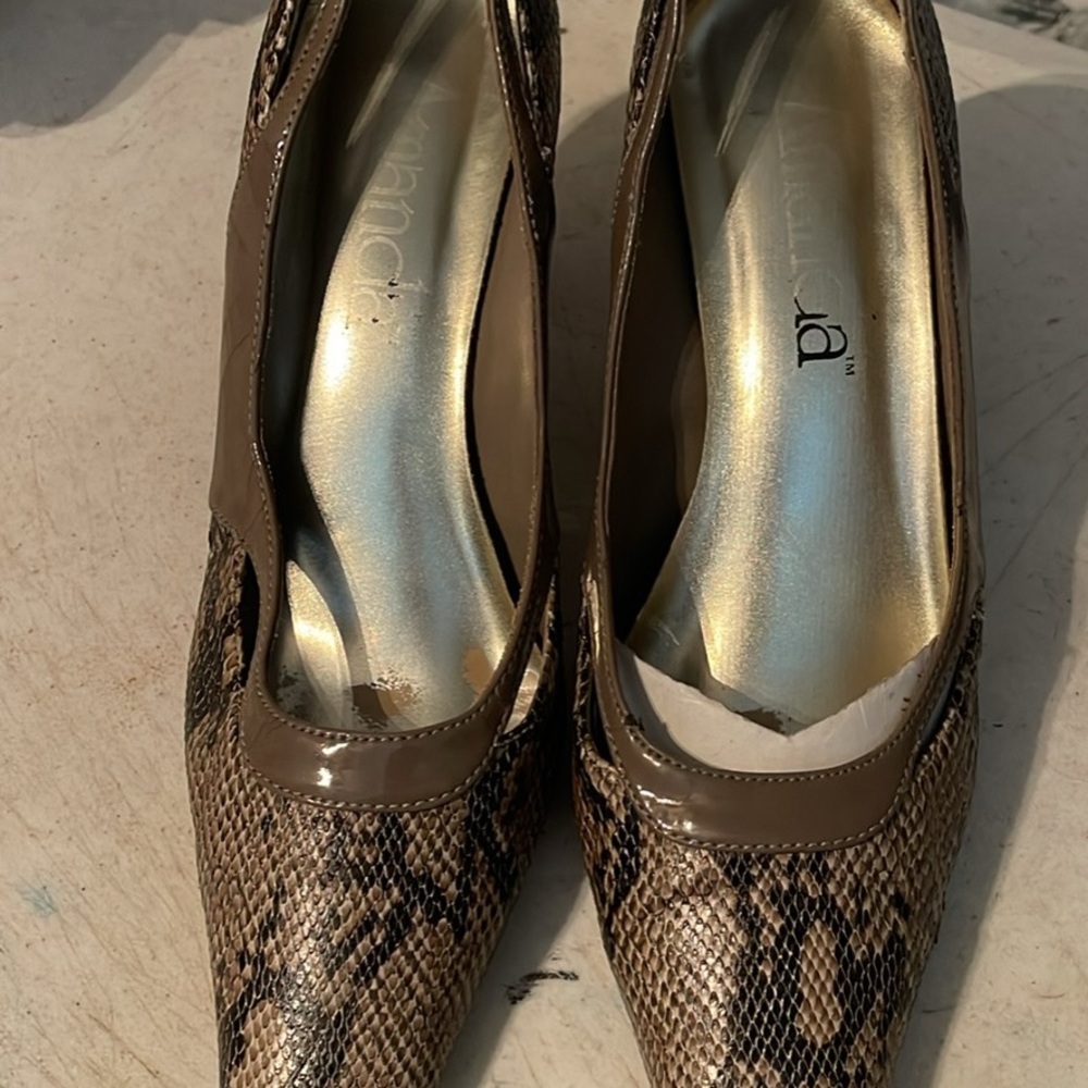 Snakeskin Pattern Heels With Gold Interior - image 1